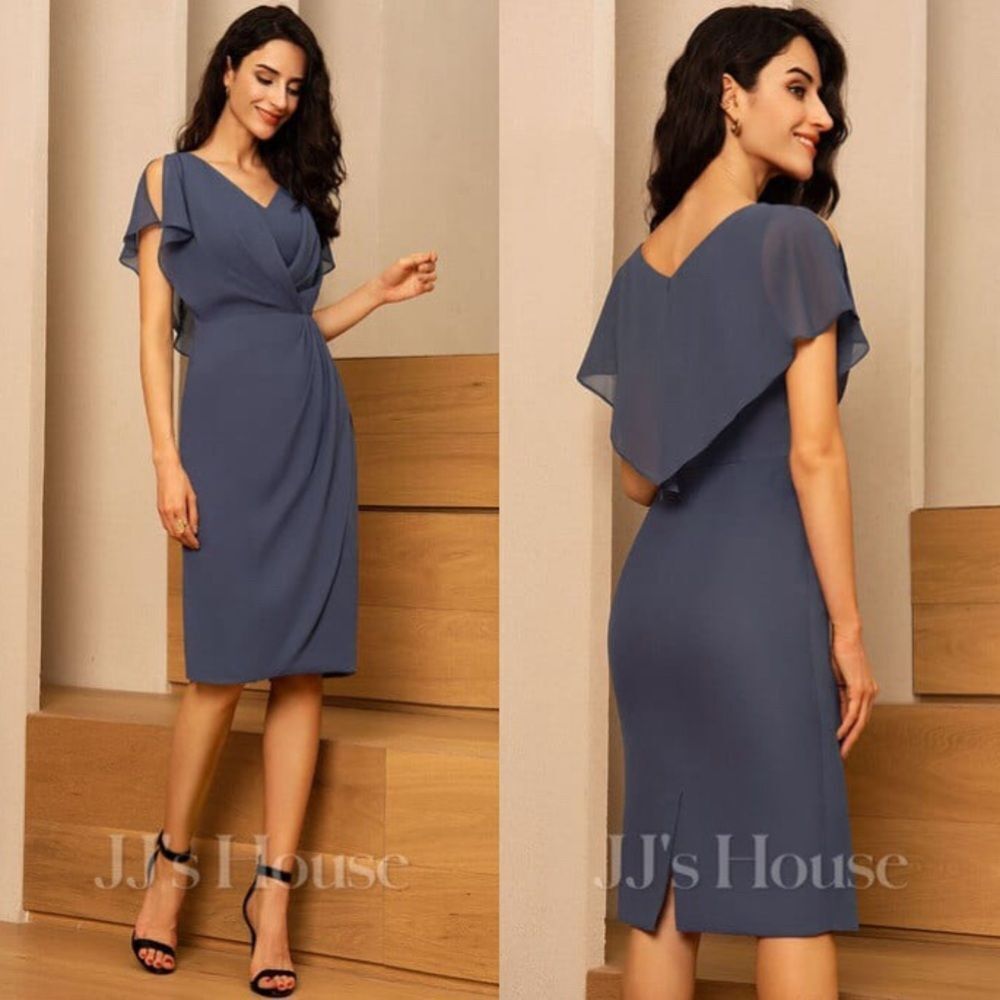 NWT JJ’s House Stormy V-Neck Pleated Mother Of The Bride Knee Length Dress Sz 10